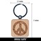 Detailed Floral Peace Sign Engraved Wood Square Keychain Tag Charm